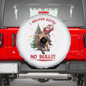 Funny Black Santa Bull Riding Christmas Spare Tire Cover I Deliver Gifts No Bull TS12 White Print Your Wear