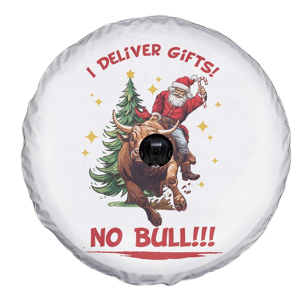Funny Black Santa Bull Riding Christmas Spare Tire Cover I Deliver Gifts No Bull TS12 Print Your Wear