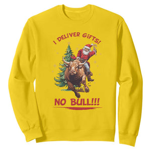 Funny Black Santa Bull Riding Christmas Sweatshirt I Deliver Gifts No Bull TS12 Daisy Print Your Wear