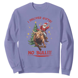 Funny Black Santa Bull Riding Christmas Sweatshirt I Deliver Gifts No Bull TS12 Violet Print Your Wear