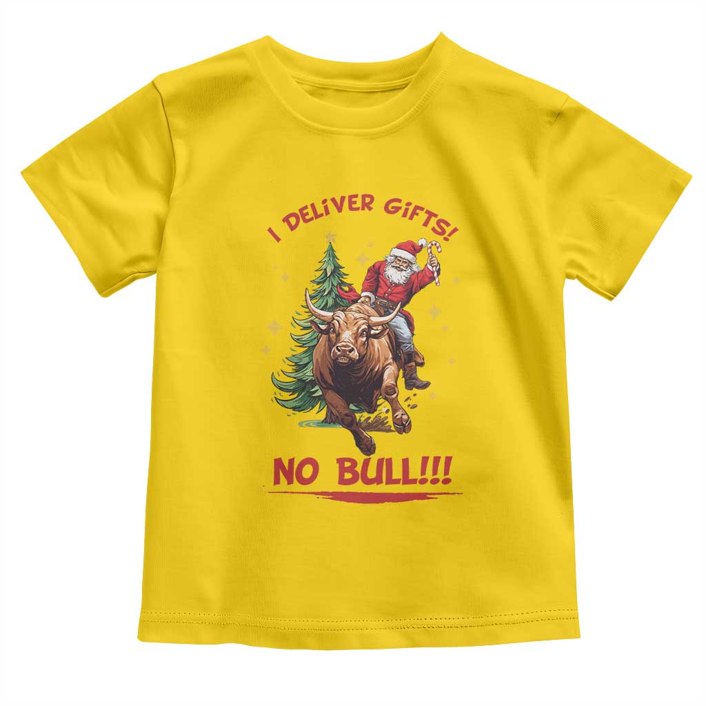 Funny Black Santa Bull Riding Christmas Toddler T Shirt I Deliver Gifts No Bull TS12 Daisy Print Your Wear