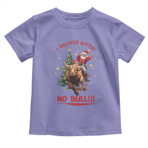 Funny Black Santa Bull Riding Christmas Toddler T Shirt I Deliver Gifts No Bull TS12 Violet Print Your Wear