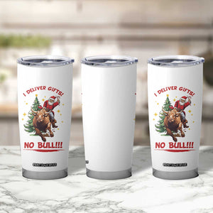 Funny Black Santa Bull Riding Christmas Tumbler Cup I Deliver Gifts No Bull TS12 Print Your Wear