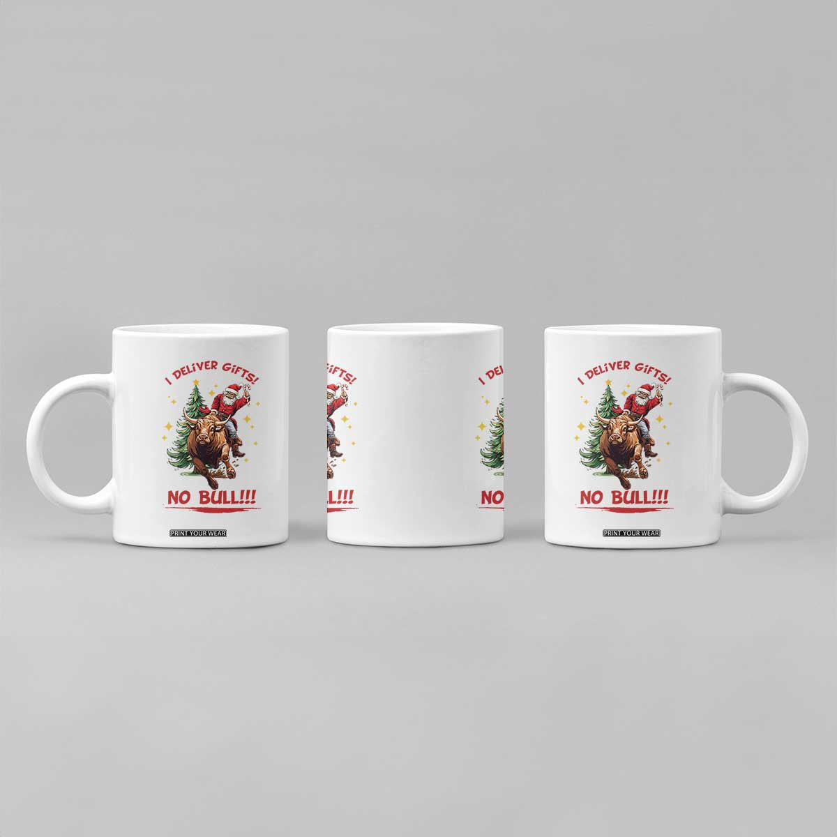 Funny Black Santa Bull Riding Christmas Coffee Mug I Deliver Gifts No Bull TS12 Print Your Wear