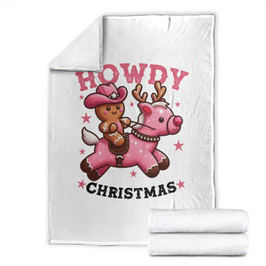 Howdy Christmas Throw Blanket Funny Gingerbread Cowboy Riding Reindeer Gift For Girl TS12 White Print Your Wear
