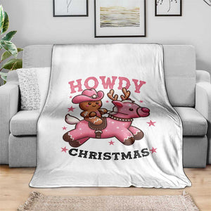 Howdy Christmas Throw Blanket Funny Gingerbread Cowboy Riding Reindeer Gift For Girl TS12 Print Your Wear