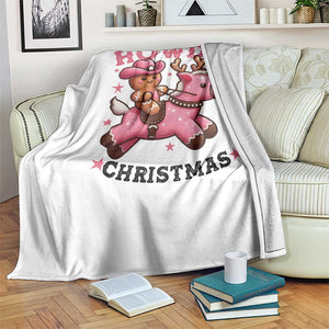 Howdy Christmas Throw Blanket Funny Gingerbread Cowboy Riding Reindeer Gift For Girl TS12 Print Your Wear