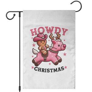 Howdy Christmas Garden Flag Funny Gingerbread Cowboy Riding Reindeer Gift For Girl TS12 White Print Your Wear