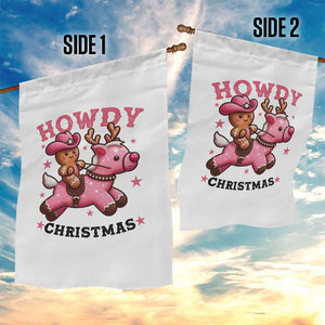 Howdy Christmas Garden Flag Funny Gingerbread Cowboy Riding Reindeer Gift For Girl TS12 Print Your Wear