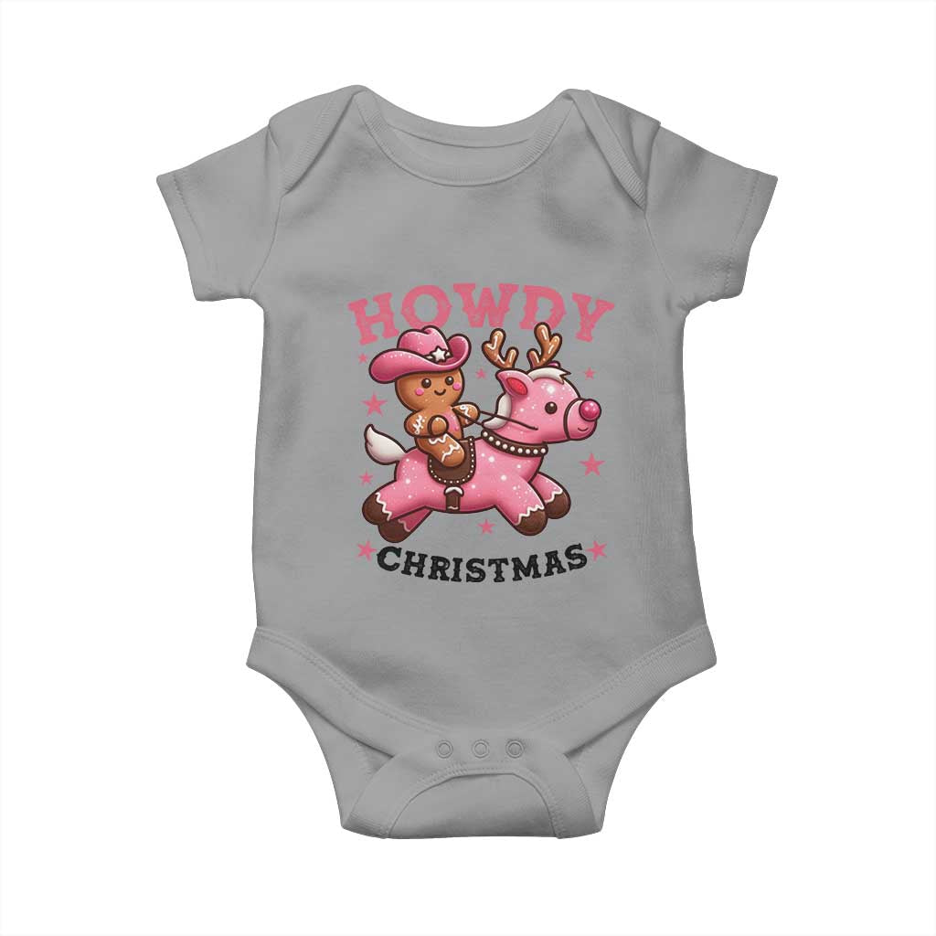 Howdy Christmas Baby Onesie Funny Gingerbread Cowboy Riding Reindeer Gift For Girl TS12 Sport Gray Print Your Wear