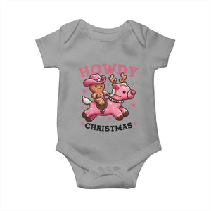 Howdy Christmas Baby Onesie Funny Gingerbread Cowboy Riding Reindeer Gift For Girl TS12 Sport Gray Print Your Wear