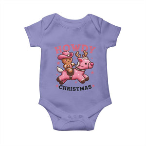 Howdy Christmas Baby Onesie Funny Gingerbread Cowboy Riding Reindeer Gift For Girl TS12 Violet Print Your Wear