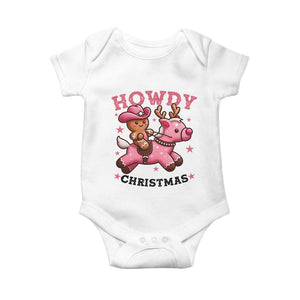 Howdy Christmas Baby Onesie Funny Gingerbread Cowboy Riding Reindeer Gift For Girl TS12 White Print Your Wear