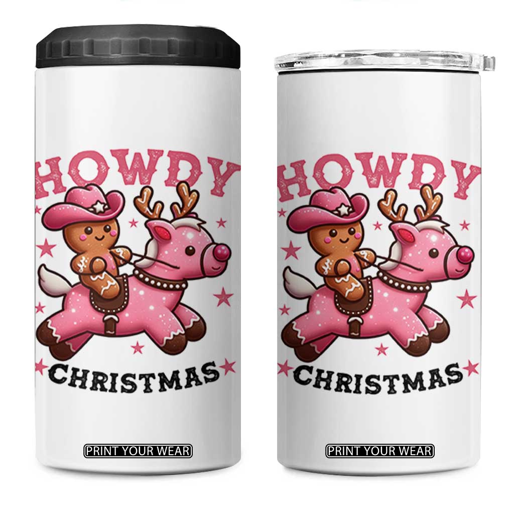 Howdy Christmas 4 in 1 Can Cooler Tumbler Funny Gingerbread Cowboy Riding Reindeer Gift For Girl TS12 One Size: 16 oz White Print Your Wear