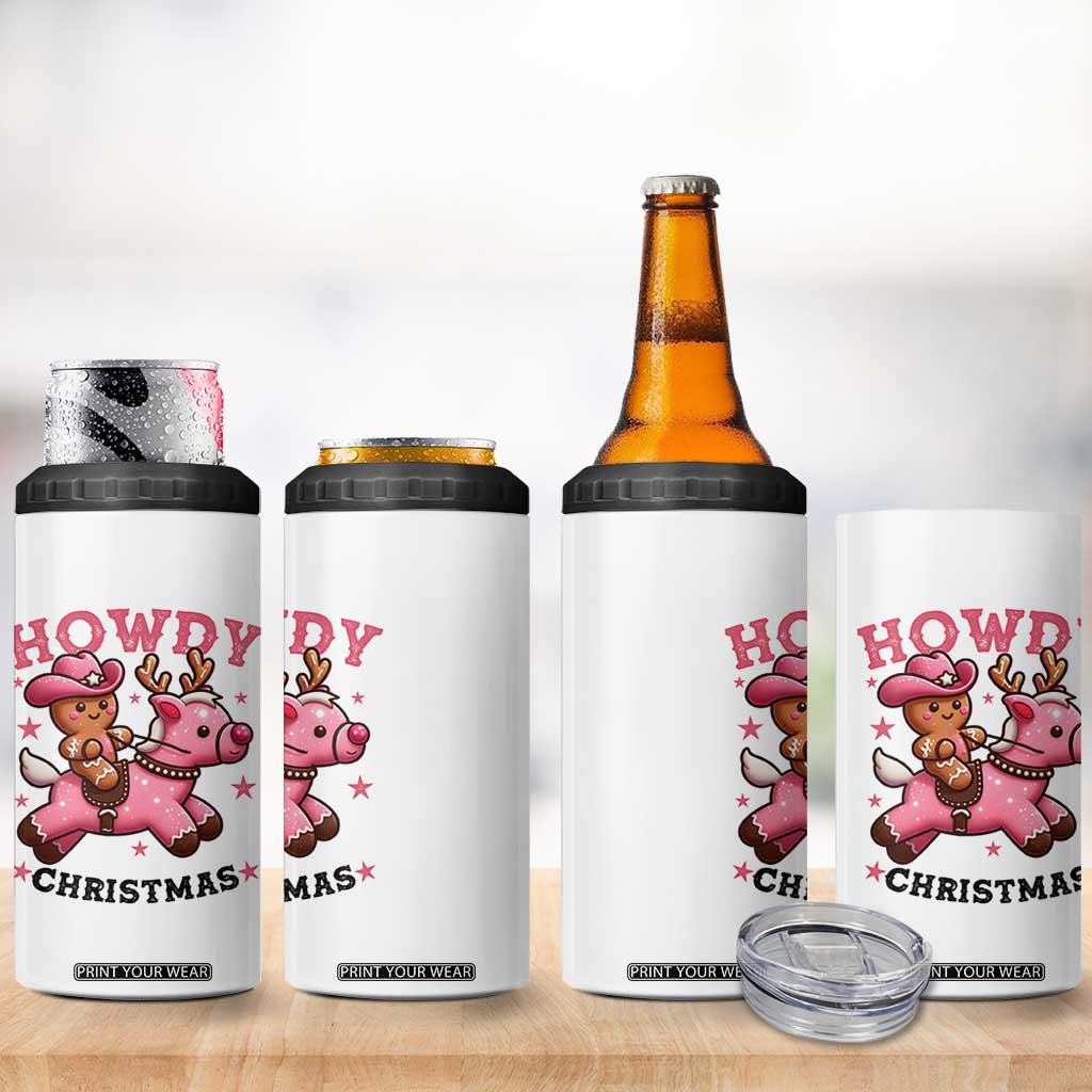 Howdy Christmas 4 in 1 Can Cooler Tumbler Funny Gingerbread Cowboy Riding Reindeer Gift For Girl TS12 Print Your Wear