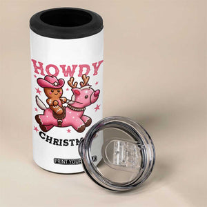 Howdy Christmas 4 in 1 Can Cooler Tumbler Funny Gingerbread Cowboy Riding Reindeer Gift For Girl TS12 Print Your Wear