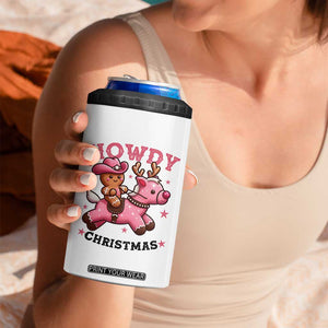 Howdy Christmas 4 in 1 Can Cooler Tumbler Funny Gingerbread Cowboy Riding Reindeer Gift For Girl TS12 Print Your Wear