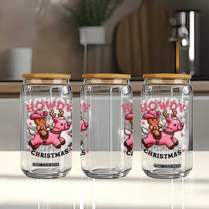 Howdy Christmas Glass Can Funny Gingerbread Cowboy Riding Reindeer Gift For Girl TS12 Print Your Wear
