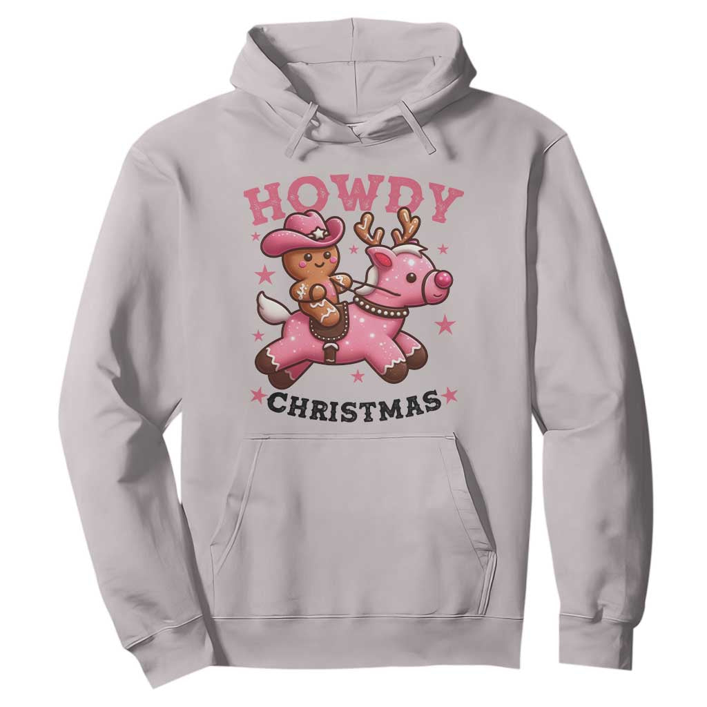 Howdy Christmas Hoodie Funny Gingerbread Cowboy Riding Reindeer Gift For Girl TS12 Ice Gray Print Your Wear