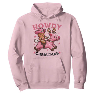 Howdy Christmas Hoodie Funny Gingerbread Cowboy Riding Reindeer Gift For Girl TS12 Light Pink Print Your Wear