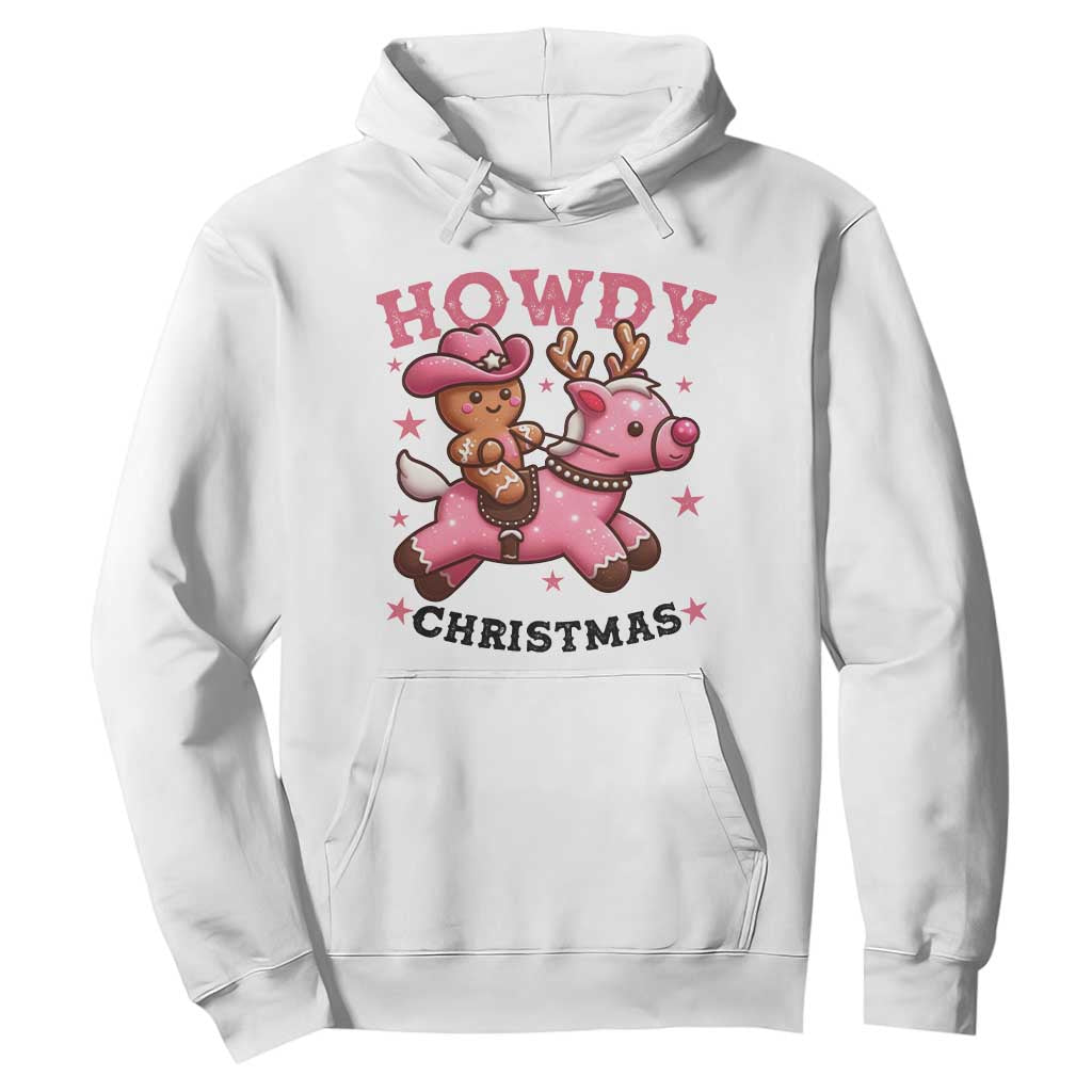 Howdy Christmas Hoodie Funny Gingerbread Cowboy Riding Reindeer Gift For Girl TS12 White Print Your Wear