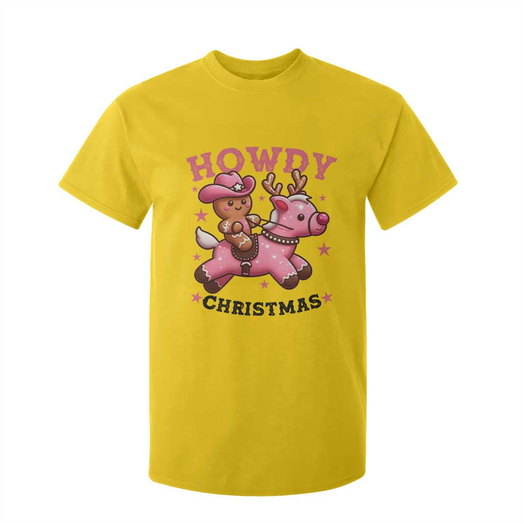 Howdy Christmas T Shirt For Kid Funny Gingerbread Cowboy Riding Reindeer Gift For Girl TS12 Daisy Print Your Wear