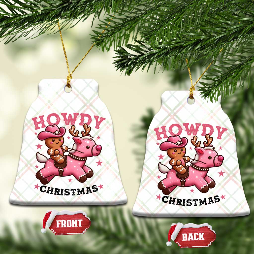 Howdy Christmas Ceramic Ornament Funny Gingerbread Cowboy Riding Reindeer Gift For Girl TS12 Print Your Wear