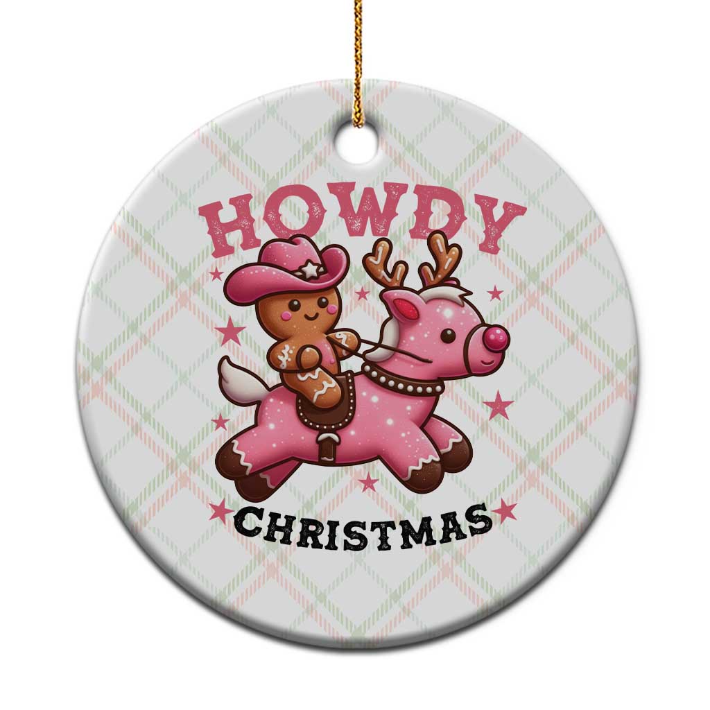 Howdy Christmas Ceramic Ornament Funny Gingerbread Cowboy Riding Reindeer Gift For Girl TS12 1pc Christmas Plaid Print Your Wear