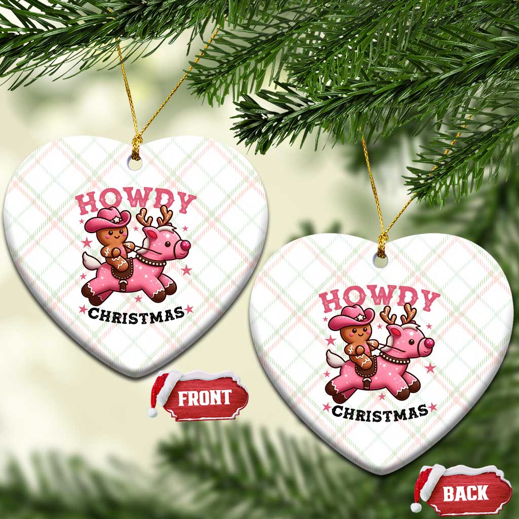 Howdy Christmas Ceramic Ornament Funny Gingerbread Cowboy Riding Reindeer Gift For Girl TS12 Print Your Wear