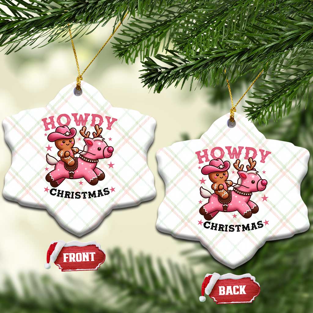 Howdy Christmas Ceramic Ornament Funny Gingerbread Cowboy Riding Reindeer Gift For Girl TS12 Print Your Wear