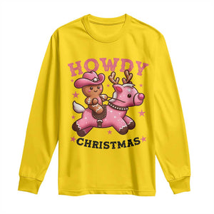 Howdy Christmas Long Sleeve Shirt Funny Gingerbread Cowboy Riding Reindeer Gift For Girl TS12 Daisy Print Your Wear