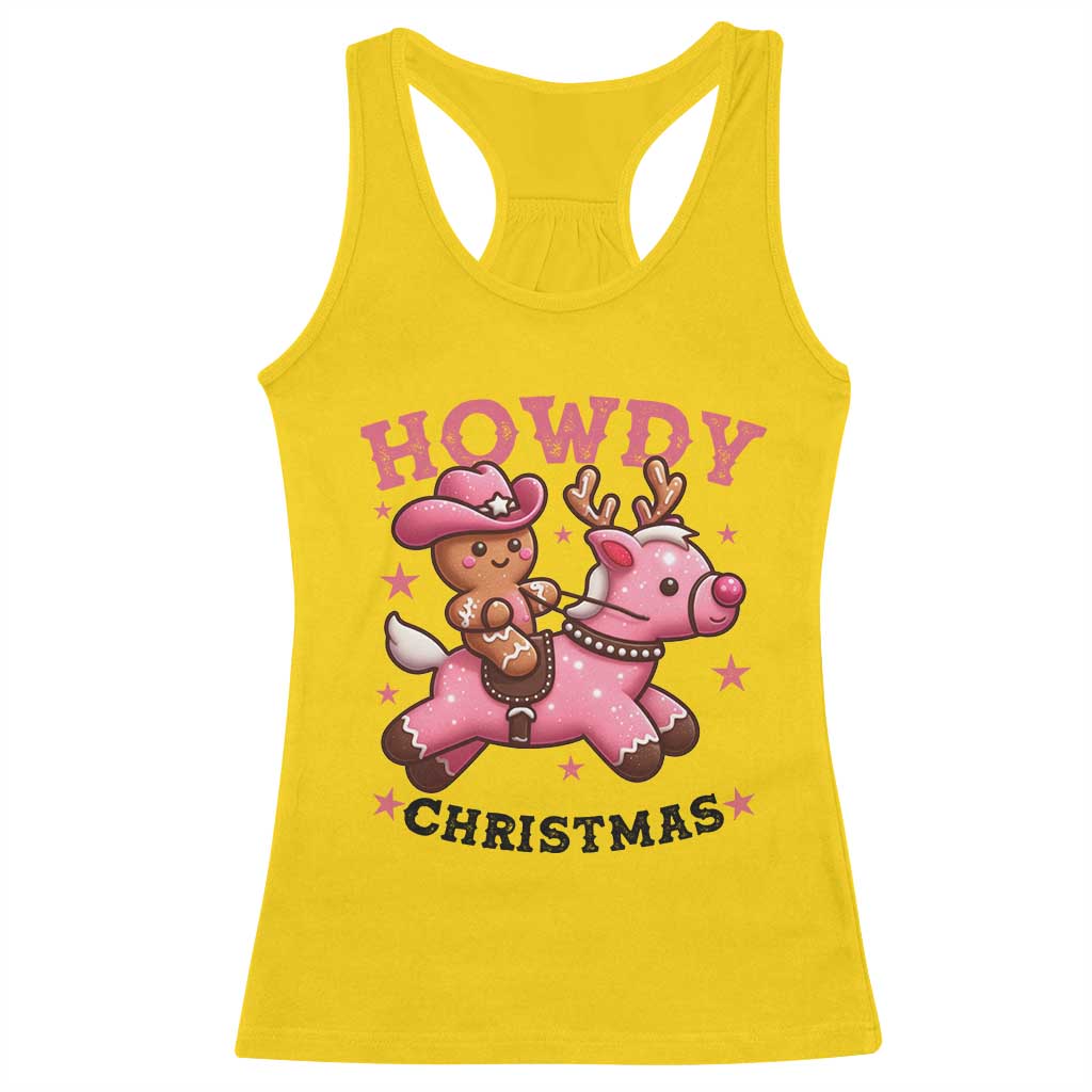 Howdy Christmas Racerback Tank Top Funny Gingerbread Cowboy Riding Reindeer Gift For Girl TS12 Daisy Print Your Wear