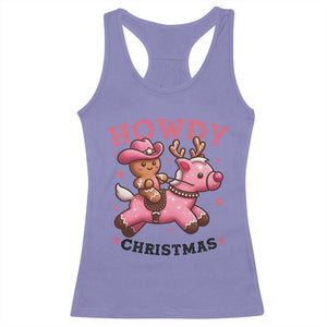 Howdy Christmas Racerback Tank Top Funny Gingerbread Cowboy Riding Reindeer Gift For Girl TS12 Violet Print Your Wear