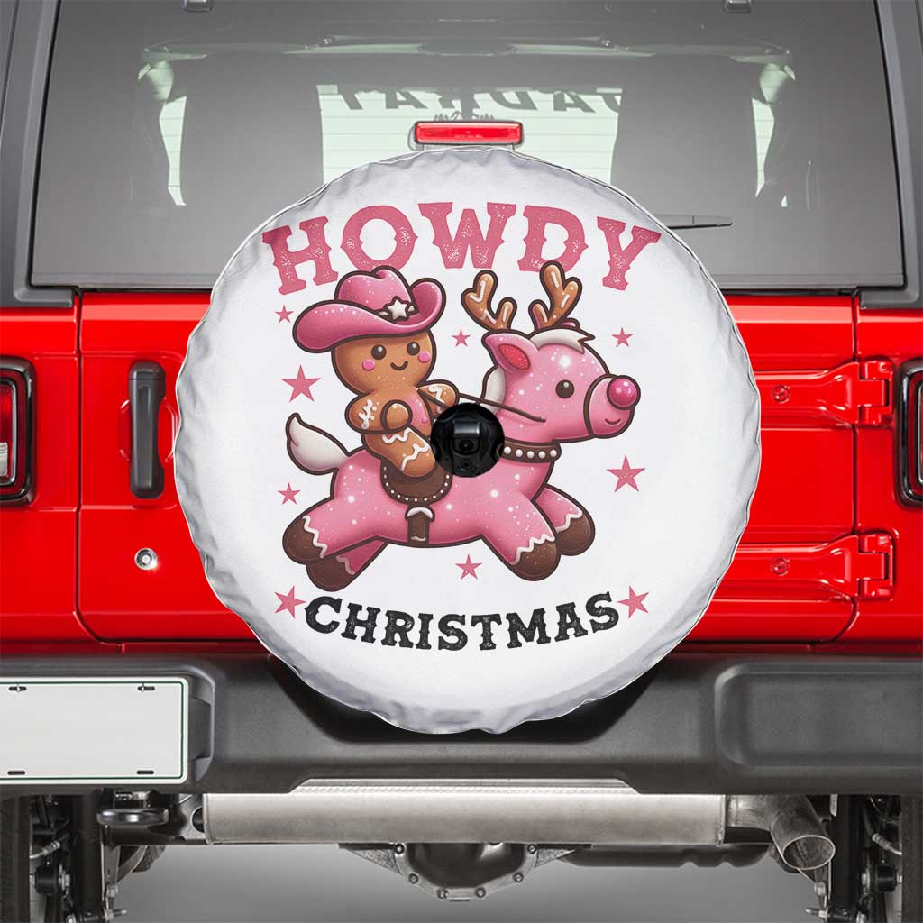 Howdy Christmas Spare Tire Cover Funny Gingerbread Cowboy Riding Reindeer Gift For Girl TS12 White Print Your Wear