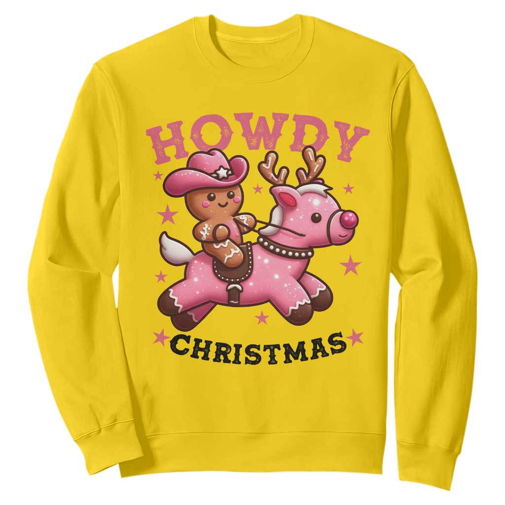 Howdy Christmas Sweatshirt Funny Gingerbread Cowboy Riding Reindeer Gift For Girl TS12 Daisy Print Your Wear