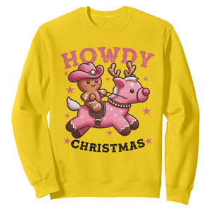 Howdy Christmas Sweatshirt Funny Gingerbread Cowboy Riding Reindeer Gift For Girl TS12 Daisy Print Your Wear