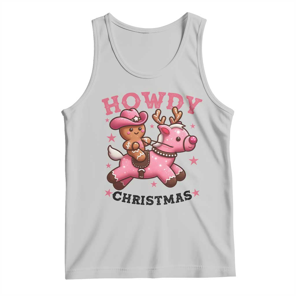 Howdy Christmas Tank Top Funny Gingerbread Cowboy Riding Reindeer Gift For Girl TS12 Ash Print Your Wear