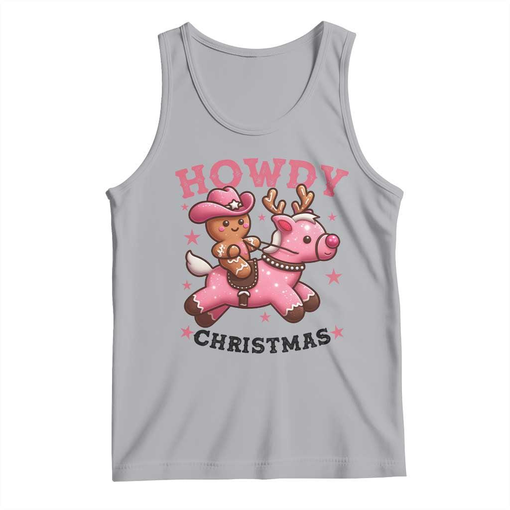 Howdy Christmas Tank Top Funny Gingerbread Cowboy Riding Reindeer Gift For Girl TS12 Athletic Heather Print Your Wear