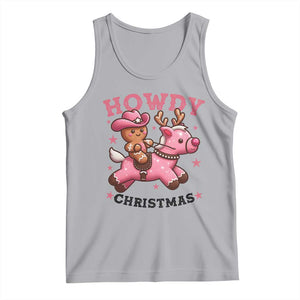 Howdy Christmas Tank Top Funny Gingerbread Cowboy Riding Reindeer Gift For Girl TS12 Athletic Heather Print Your Wear