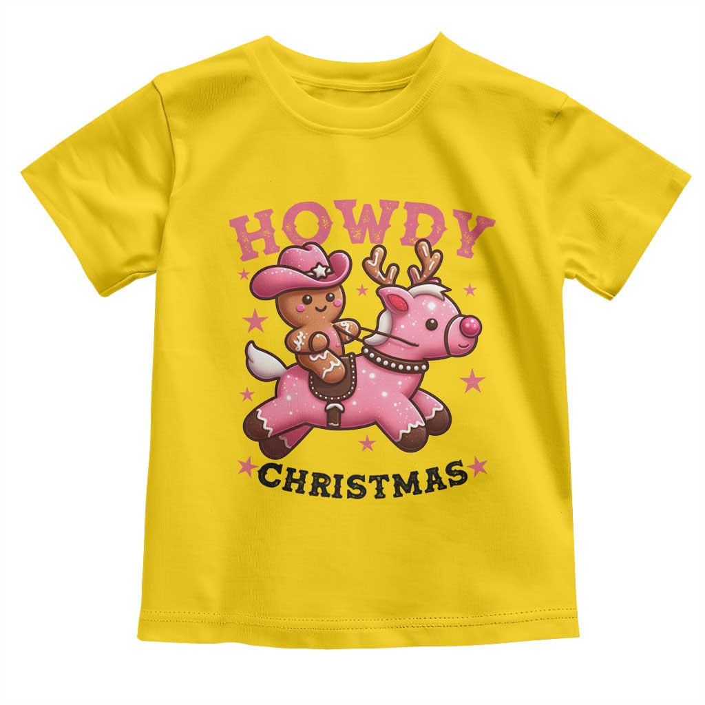 Howdy Christmas Toddler T Shirt Funny Gingerbread Cowboy Riding Reindeer Gift For Girl TS12 Daisy Print Your Wear