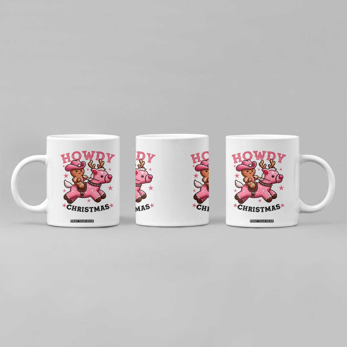 Howdy Christmas Coffee Mug Funny Gingerbread Cowboy Riding Reindeer Gift For Girl TS12 Print Your Wear