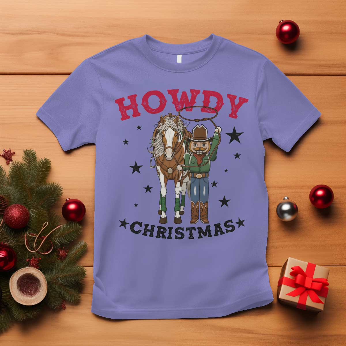 Funny Nutcracker Cowboy Howdy Christmas T Shirt Western Holiday Gift TS12 Violet Print Your Wear