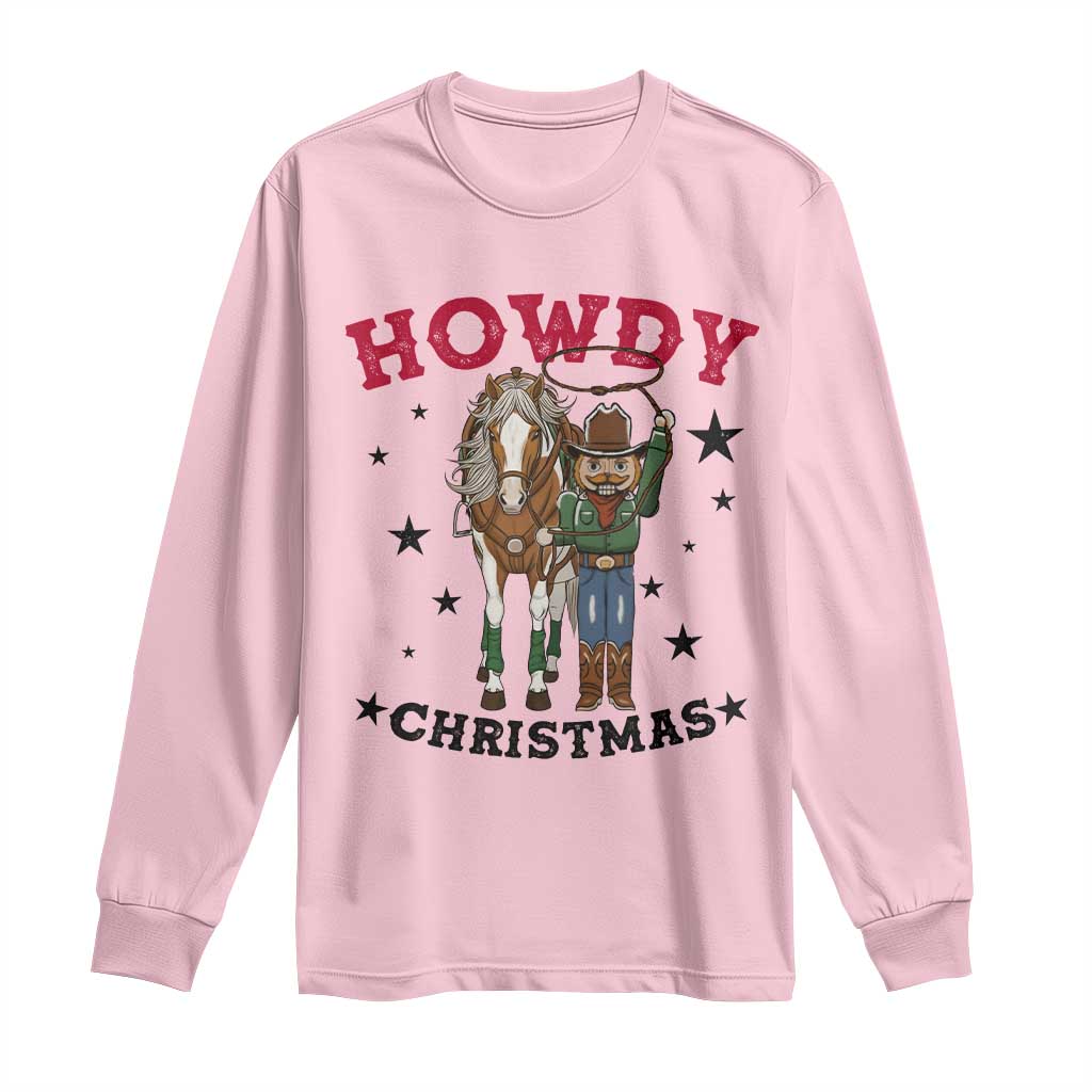 Funny Nutcracker Cowboy Howdy Christmas Long Sleeve Shirt Western Holiday Gift TS12 Light Pink Print Your Wear