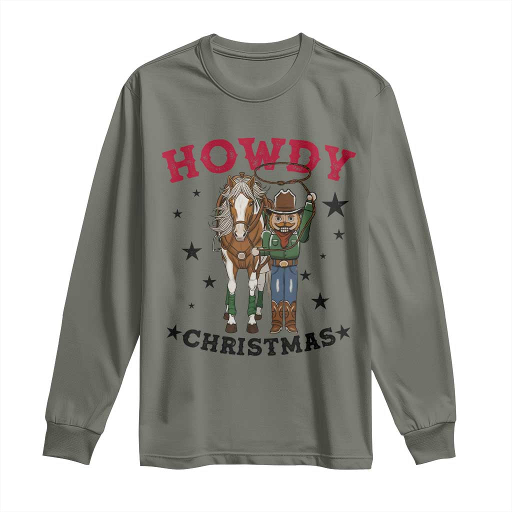 Funny Nutcracker Cowboy Howdy Christmas Long Sleeve Shirt Western Holiday Gift TS12 Military Green Print Your Wear