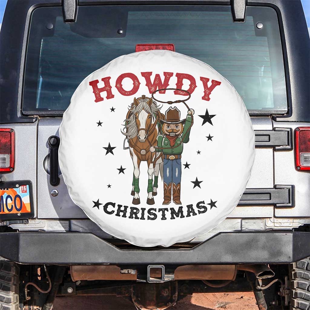 Funny Nutcracker Cowboy Howdy Christmas Spare Tire Cover Western Holiday Gift TS12 No hole White Print Your Wear