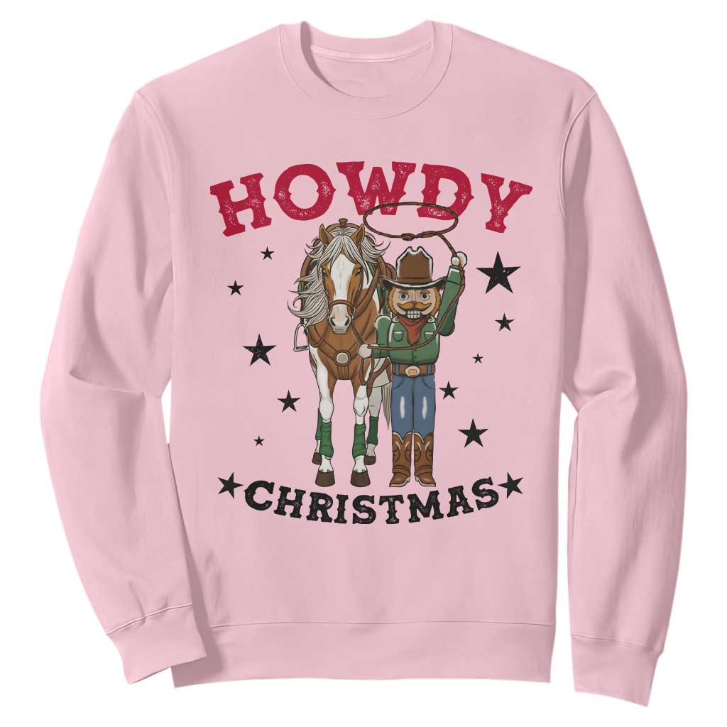 Funny Nutcracker Cowboy Howdy Christmas Sweatshirt Western Holiday Gift TS12 Light Pink Print Your Wear