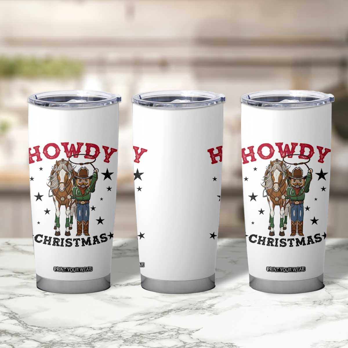 Funny Nutcracker Cowboy Howdy Christmas Tumbler Cup Western Holiday Gift TS12 Print Your Wear