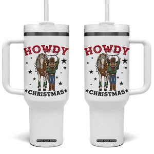 Funny Nutcracker Cowboy Howdy Christmas Tumbler With Handle Western Holiday Gift TS12 One Size: 40 oz White Print Your Wear