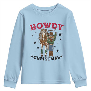 Funny Nutcracker Cowboy Howdy Christmas Youth Sweatshirt Western Holiday Gift TS12 Light Blue Print Your Wear