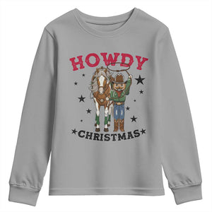 Funny Nutcracker Cowboy Howdy Christmas Youth Sweatshirt Western Holiday Gift TS12 Sport Gray Print Your Wear